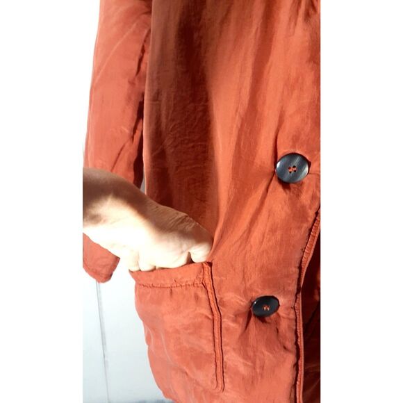 Kiko Woman's Orange   Jacket 100% Silk Size XL with packets Brand New # 86 - Picture 5 of 6
